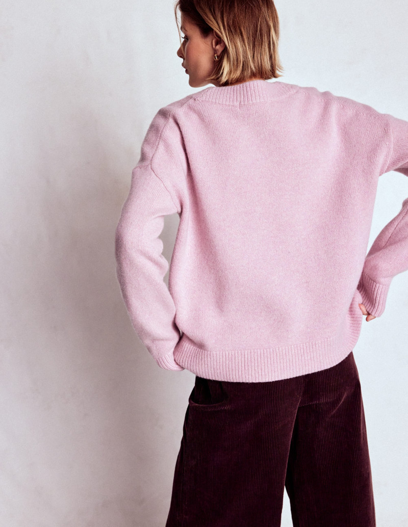 Marion Merino V-neck Sweater-Blush Pink 4