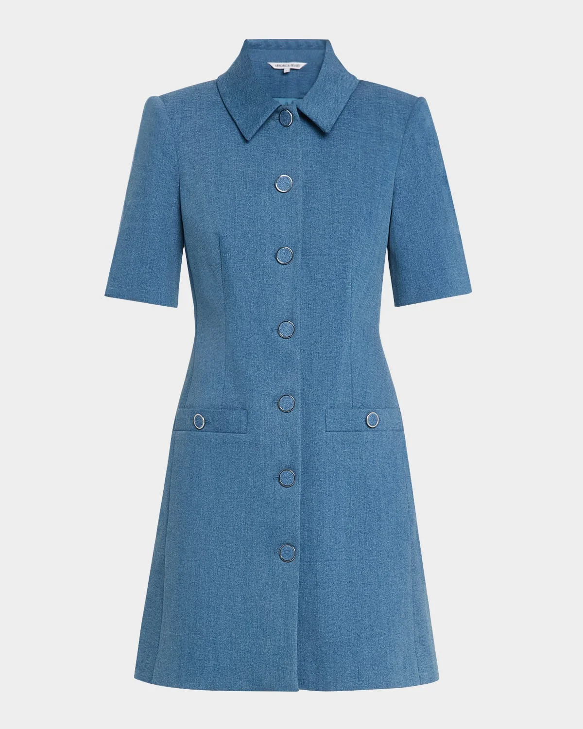 Paige Short-Sleeve Denim Mini Dress - 1