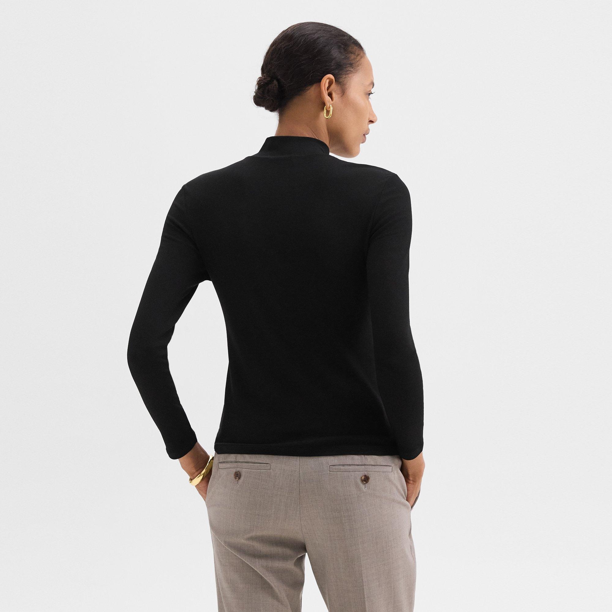 Mock Neck Top in Rib Knit Viscose - 4