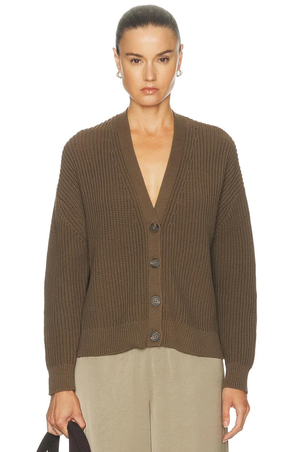 Cropped Cotton Cocoon Cardigan - 1
