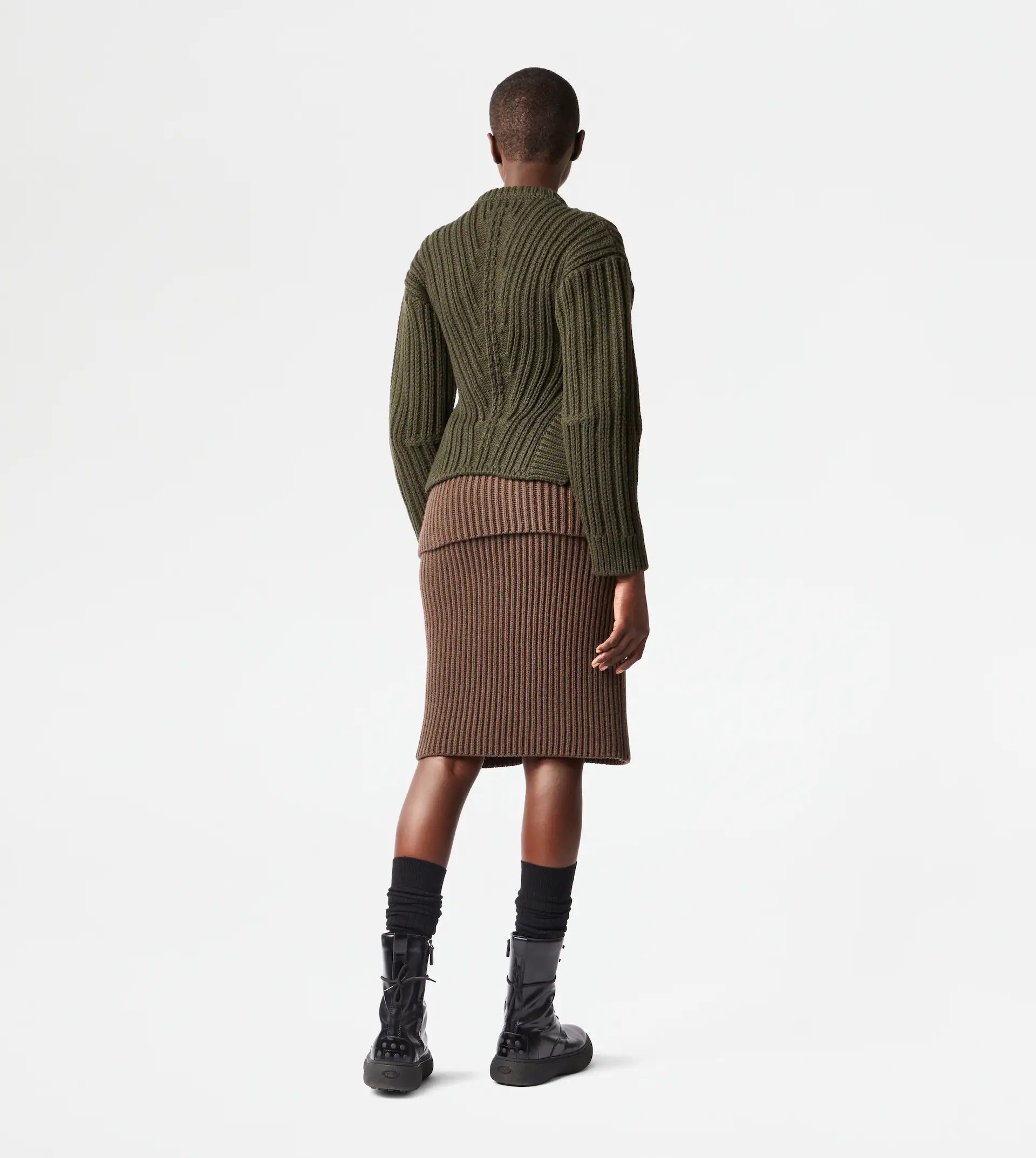 CASHMERE BLEND MIDI-SKIRT - BROWN - 3