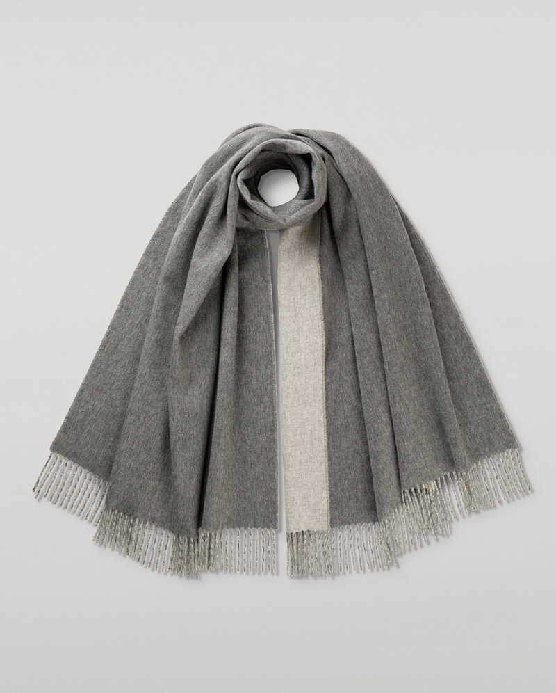 Contrast Grey & Silver Cashmere Stole 1