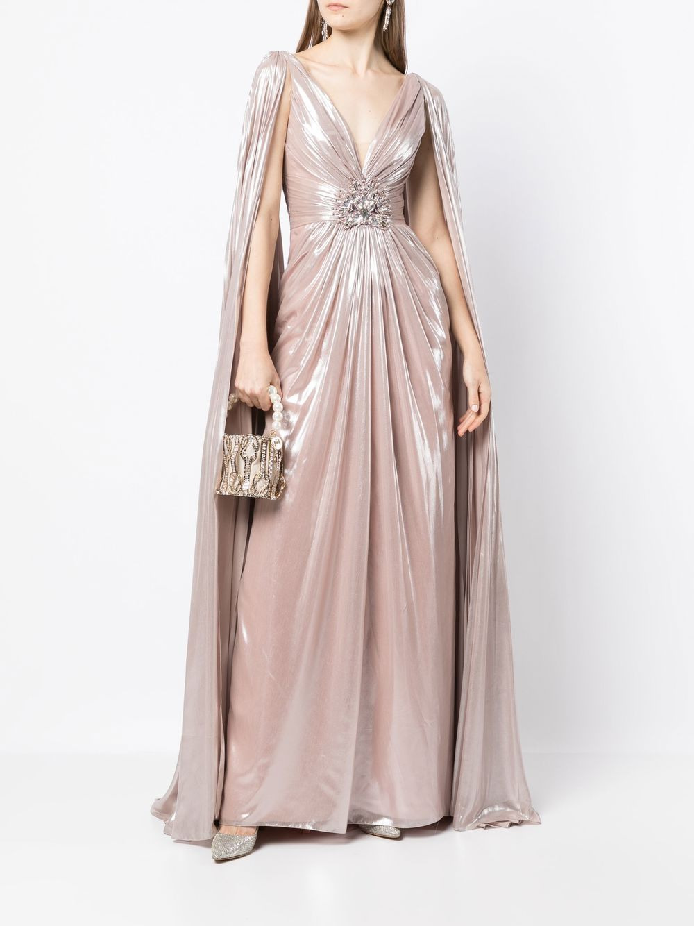 Celia cape-sleeved gown - 2