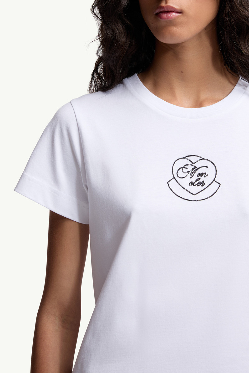 Embroidered Heart Logo Cotton T-Shirt 6