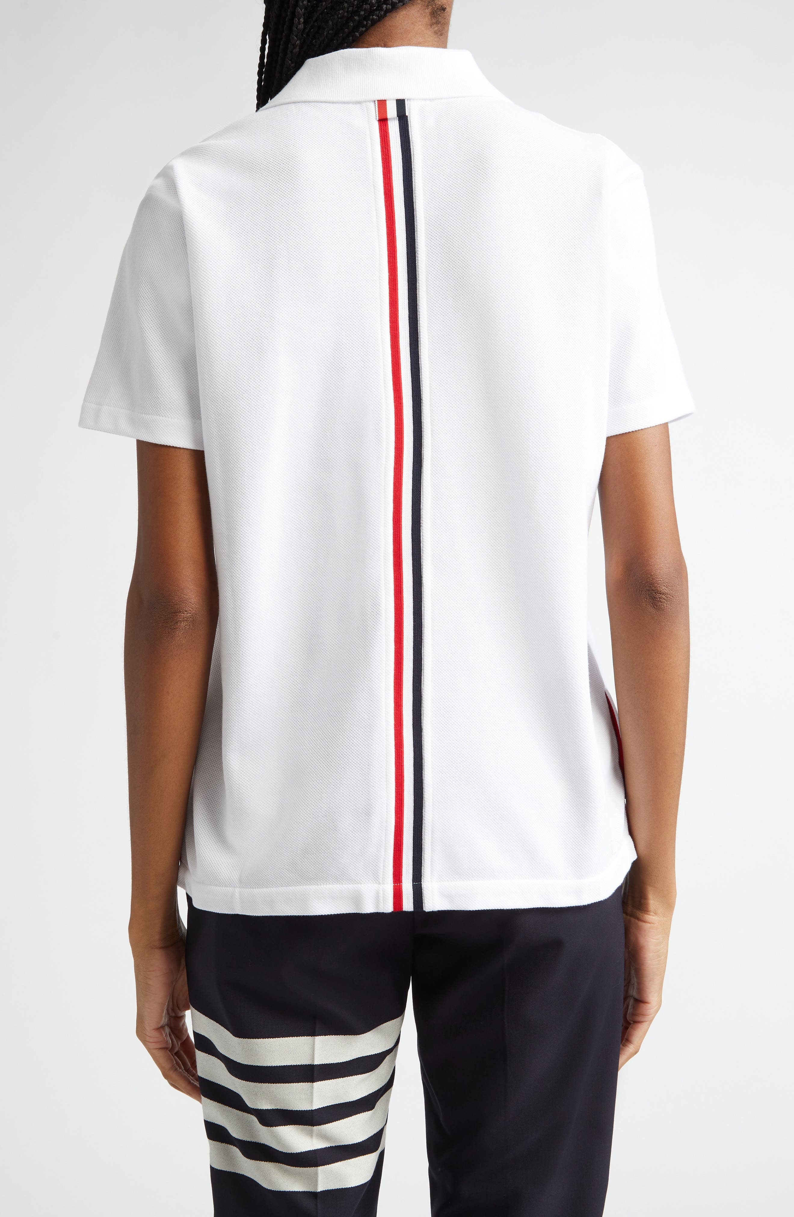 Thom Browne Stripe Piqué Polo in White at Nordstrom - 3