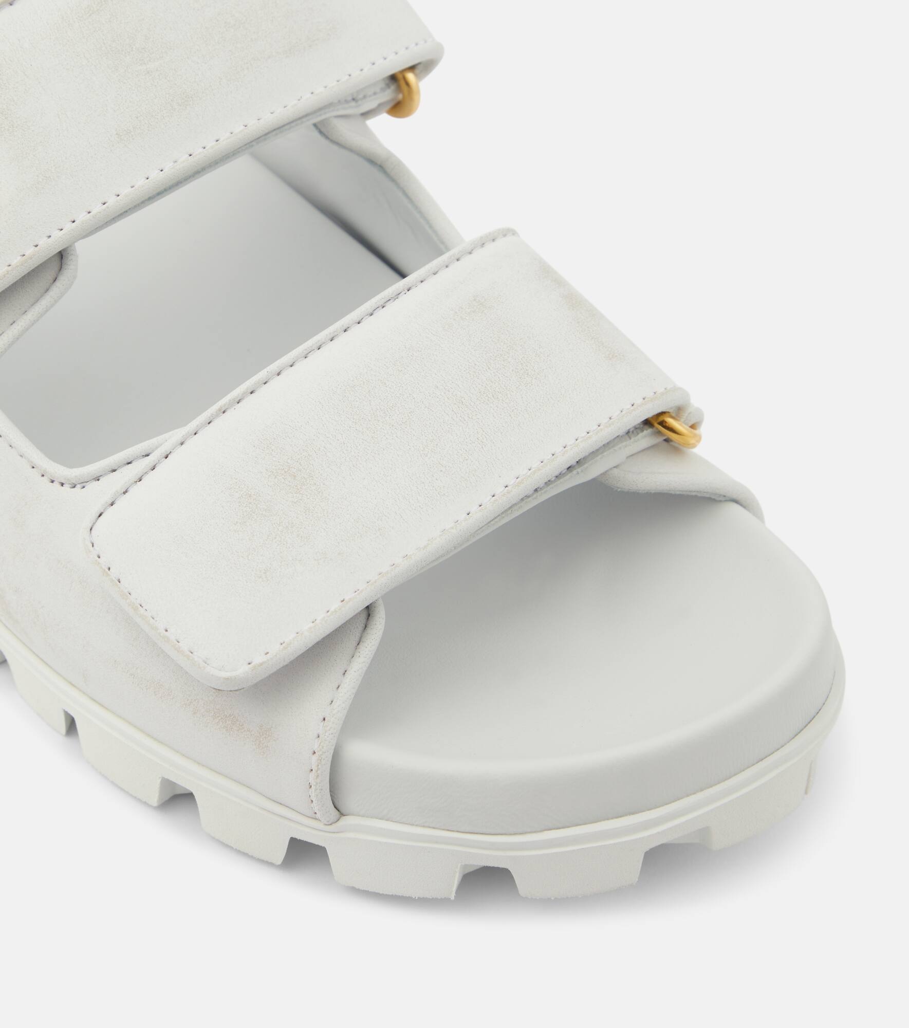 Distressed leather sandals - 6
