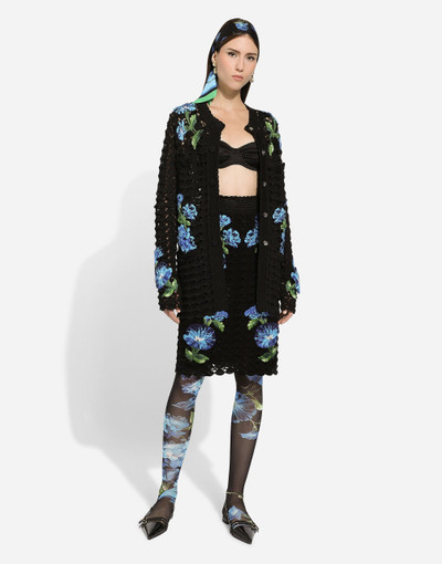 Dolce & Gabbana Crochet skirt with bluebell print outlook
