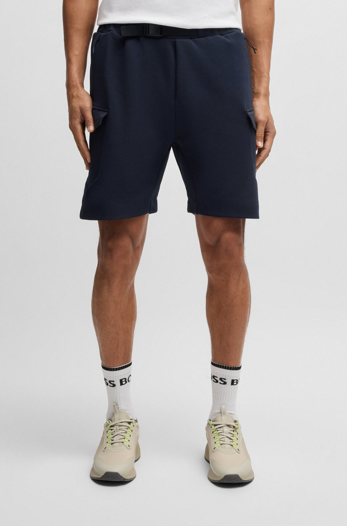 SUPER-STRETCH SHORTS WITH HOPSACK PANELING - 2