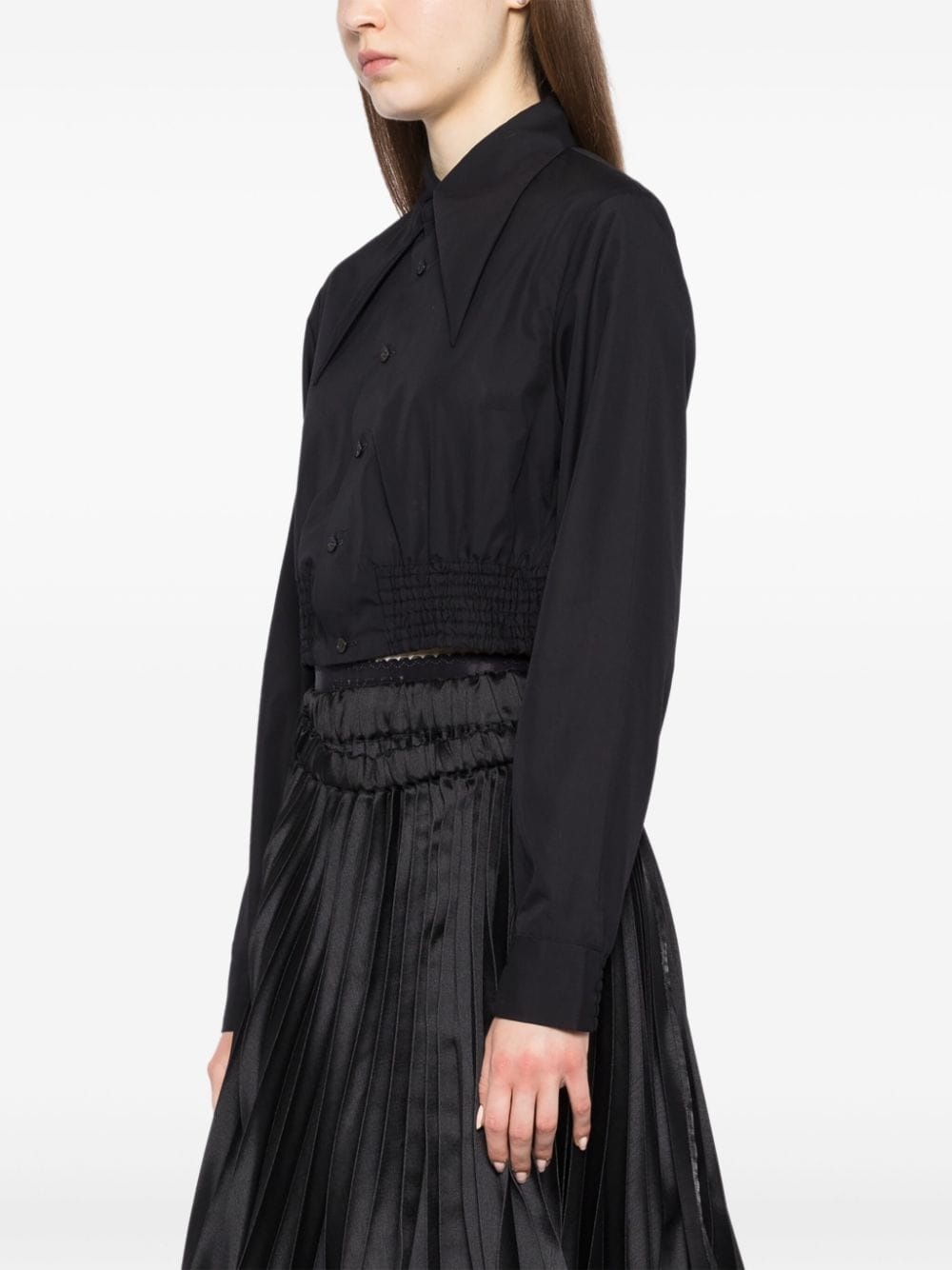 oversized collar cropped shirt - 5