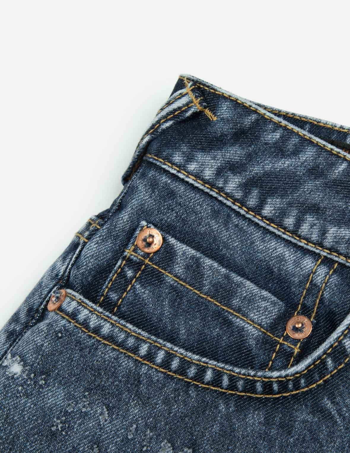 SEAGULL EMBROIDERY AND LASER-BURNED WIDE-LEG JEANS - 2