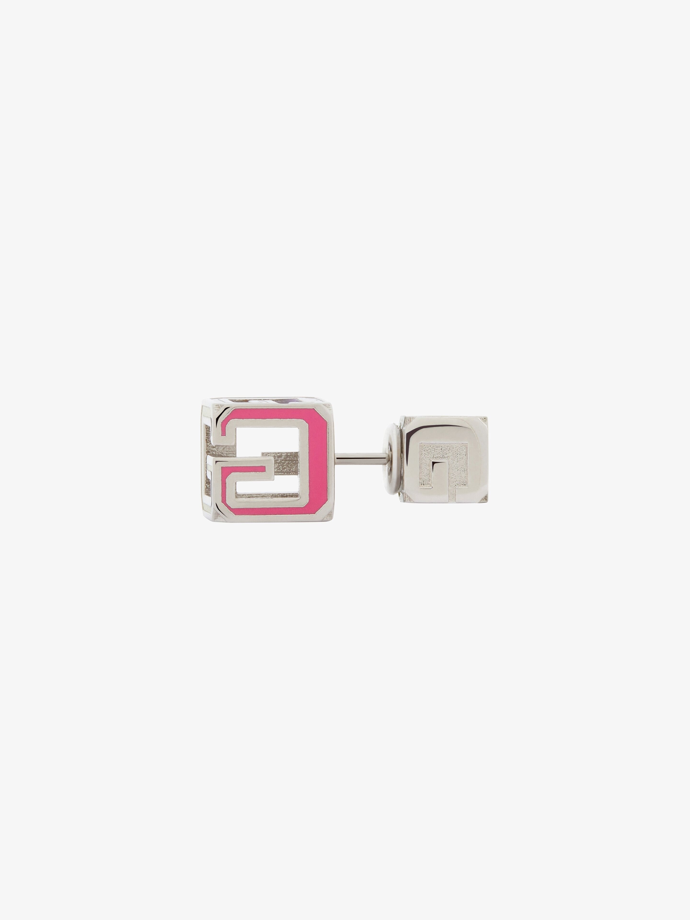 G CUBE STUD EARRING IN METAL AND ENAMEL - 6