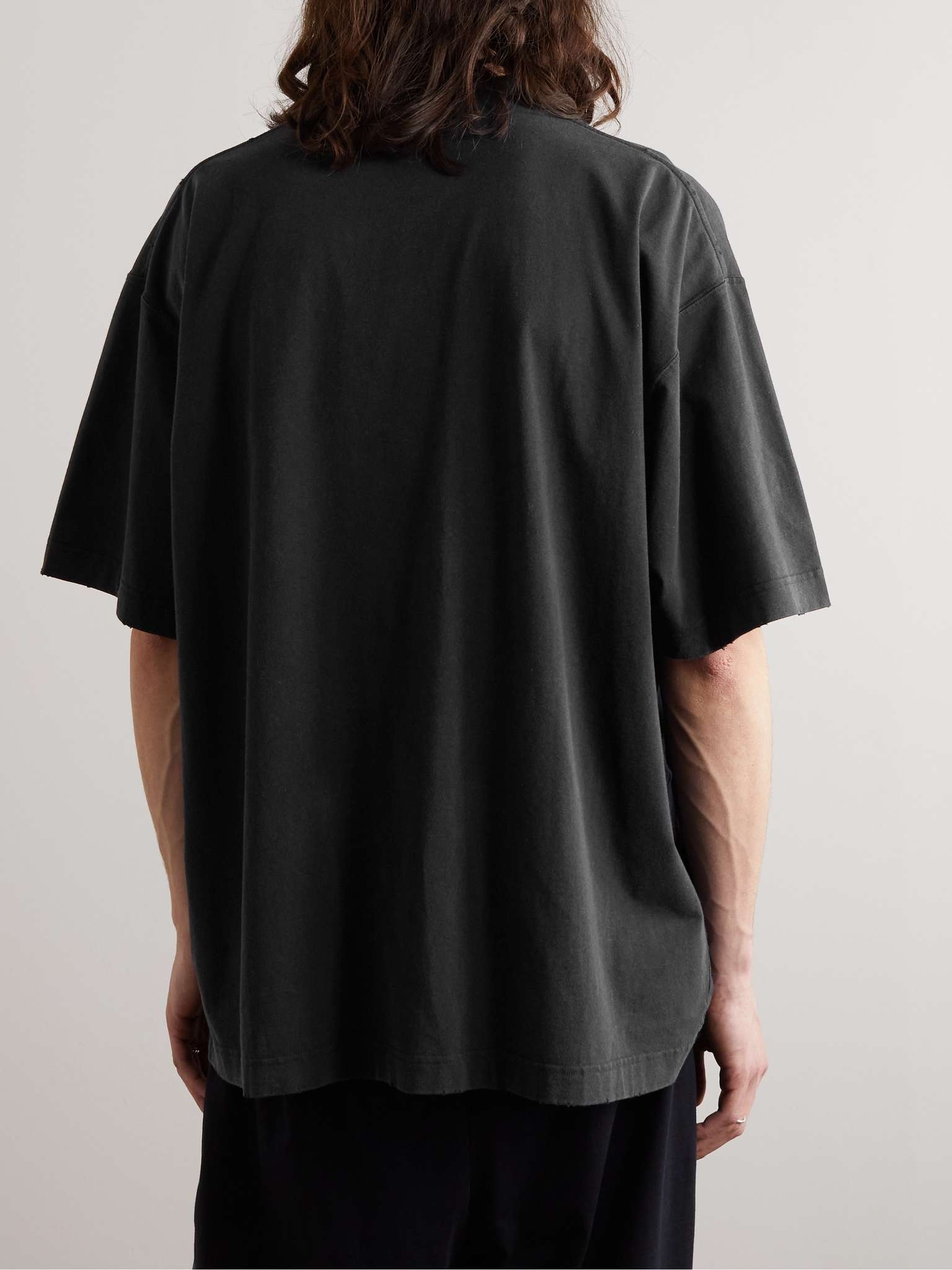 Oversized Embroidered Distressed Cotton-Jersey T-Shirt - 3