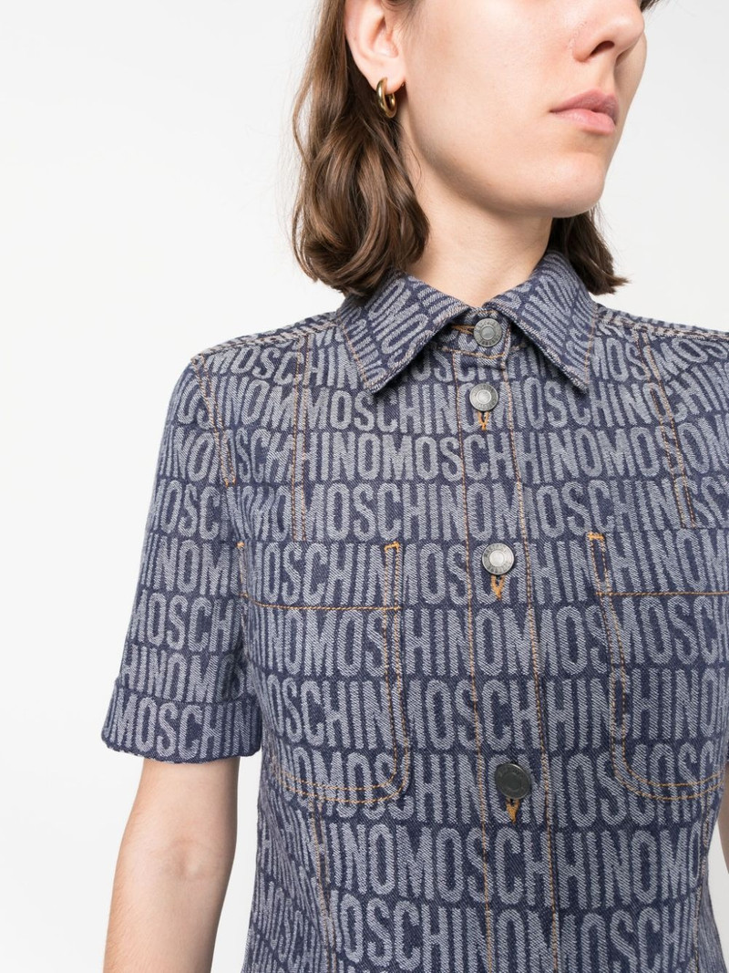 logo-jacquard denim mini dress 5