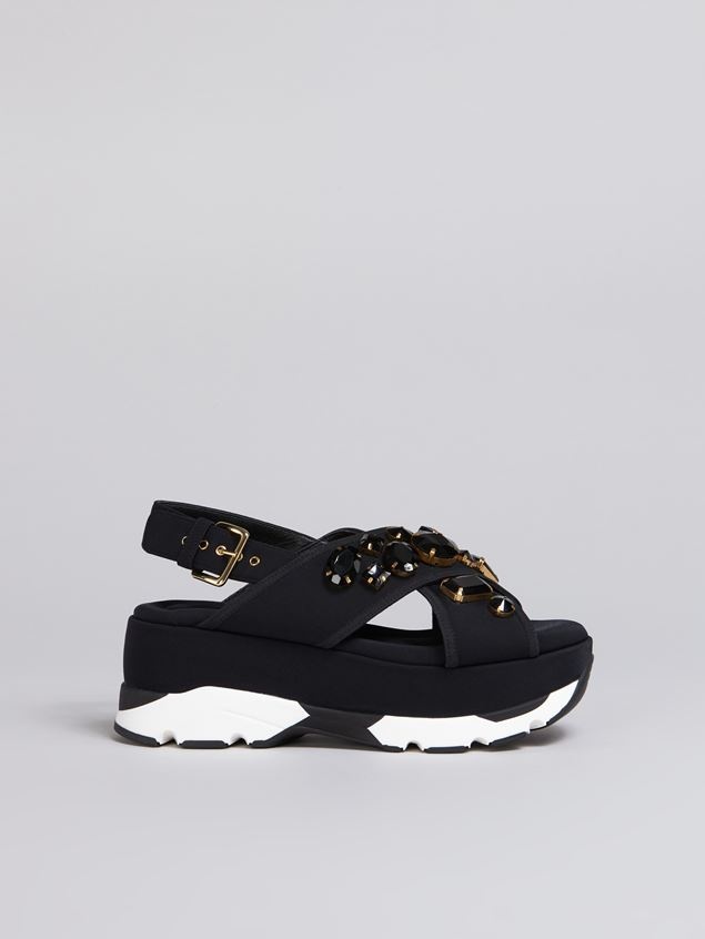 BLACK WEDGE IN TECHNICAL FABRIC - 1