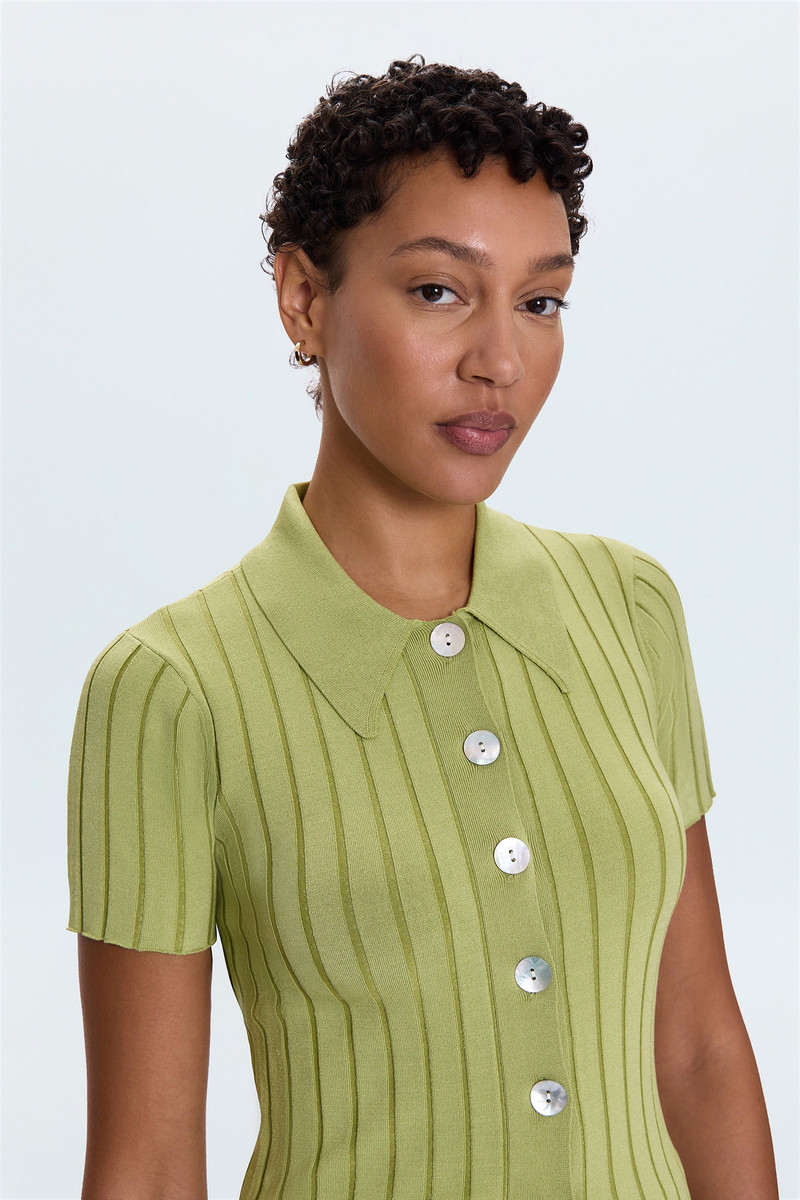 DOMINIQUE RIBBED CARDIGAN - SOFT LIME 3