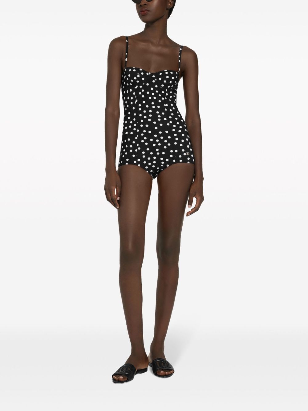 polka dot-print balconette swimsuit - 3