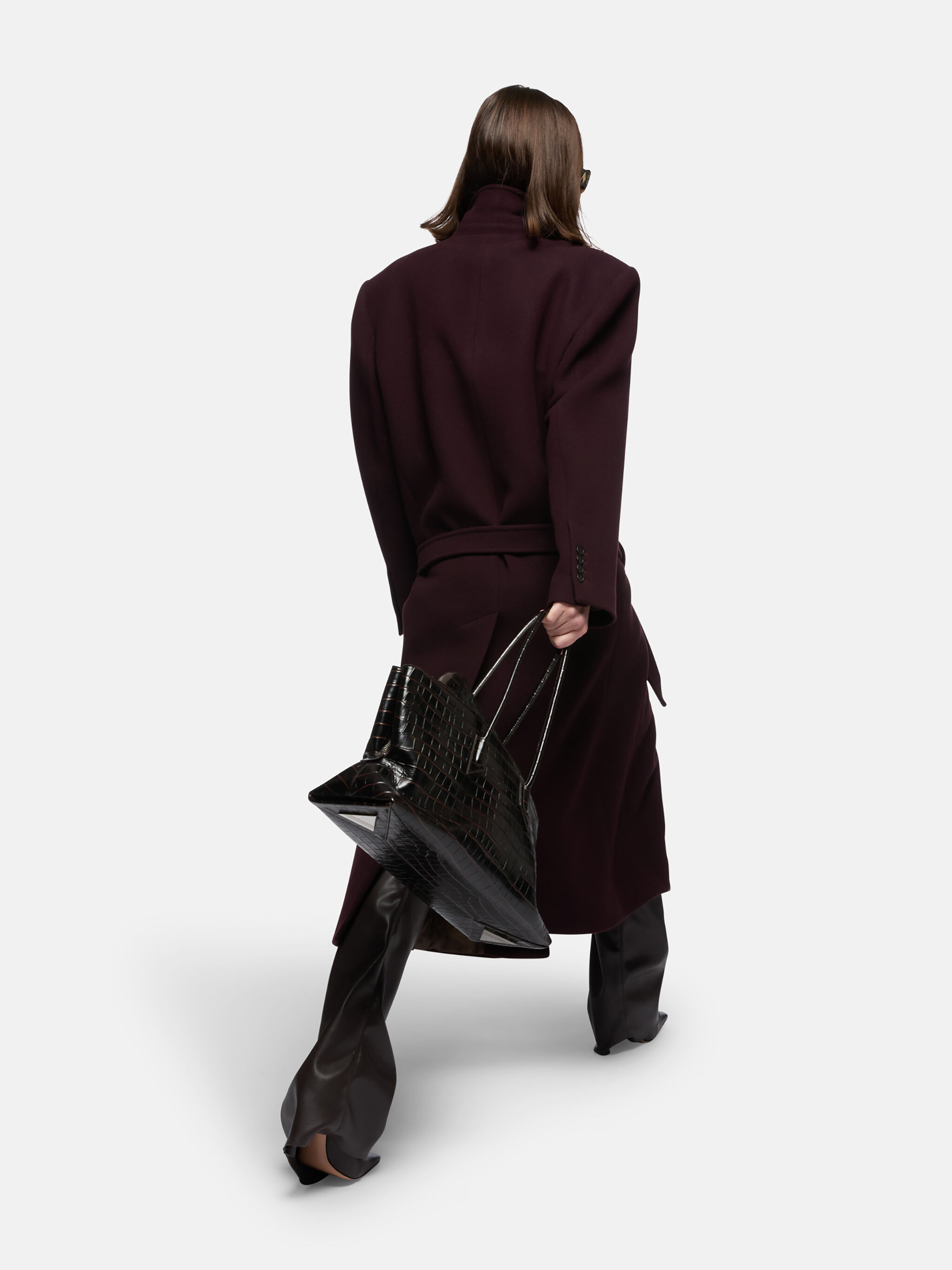BURGUNDY LONG COAT - 4