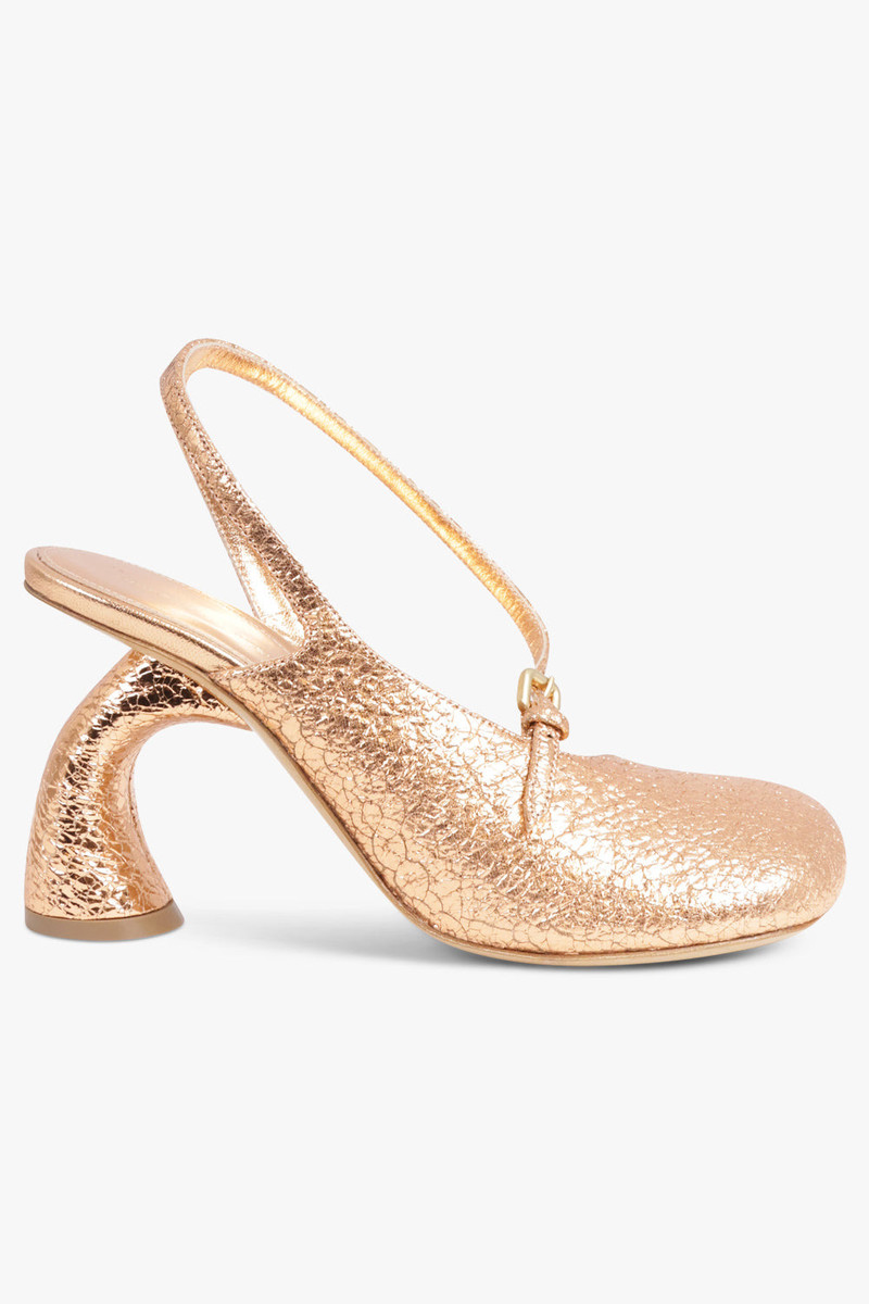 Dries Van Noten METALLIC CURVED CLOSED TOE 95MM SLINGBACK HEEL | SALMON outlook