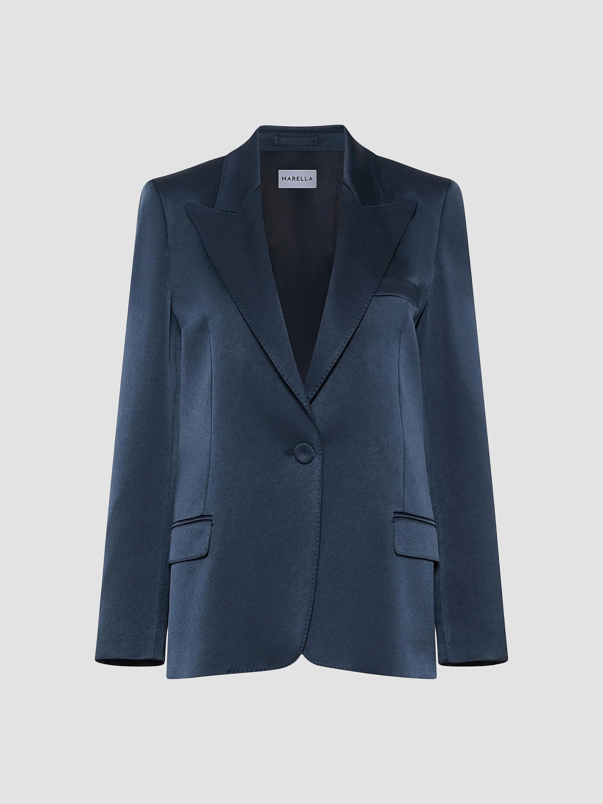 Women's Single Breasted Satin Blazer - Aviation - 1