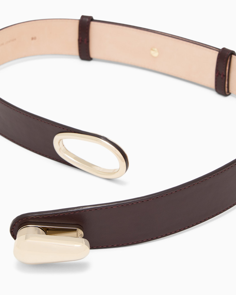 GIORGIO ARMANI SHINY LEATHER BELT WITH A TEARDROP-SHAPED TWIST LOCK outlook