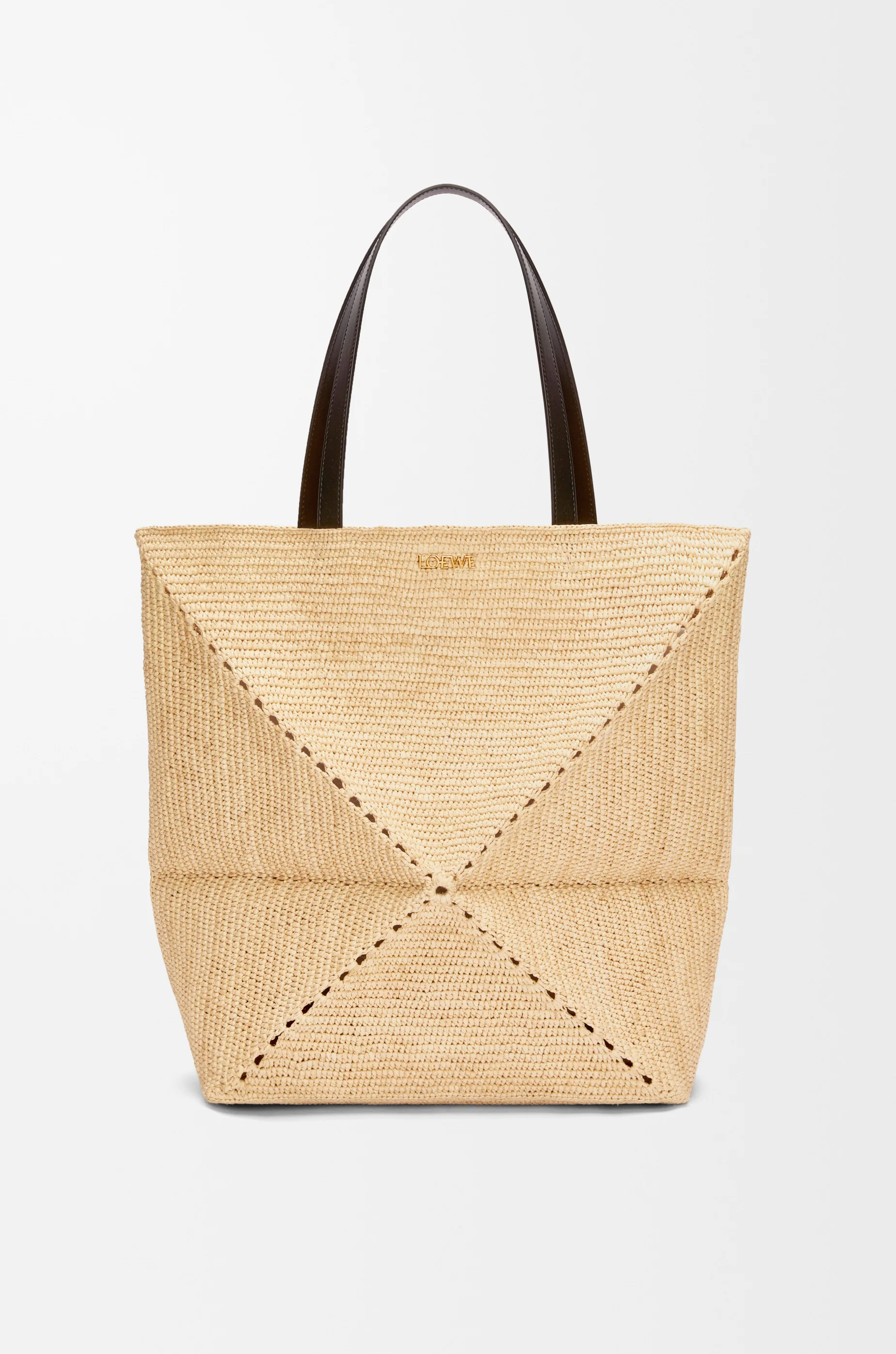 XL Puzzle Fold tote in raffia - 1
