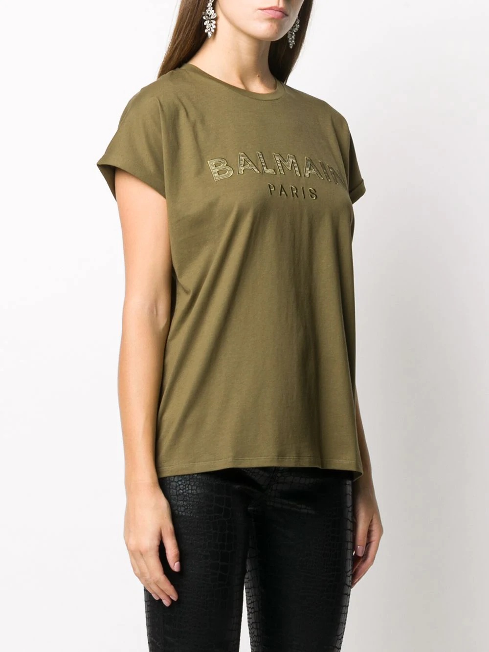 button-embellished logo print T-shirt - 3