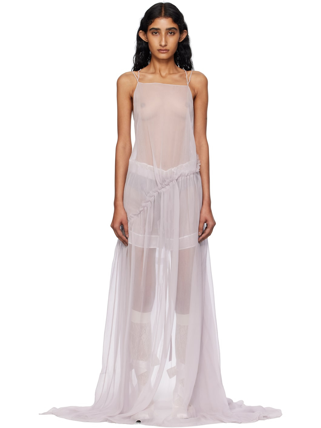 Purple Neta Long Deconstructed Maxi Dress - 1