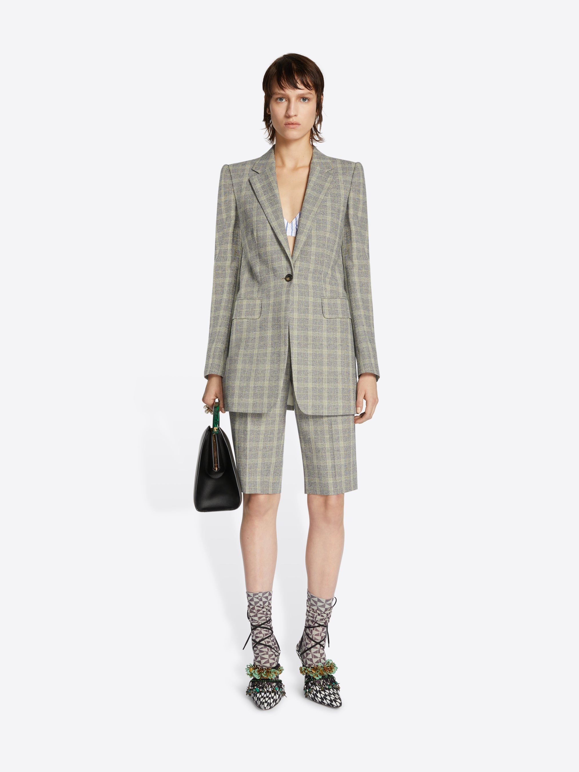 CHECKED FITTED BLAZER - 2