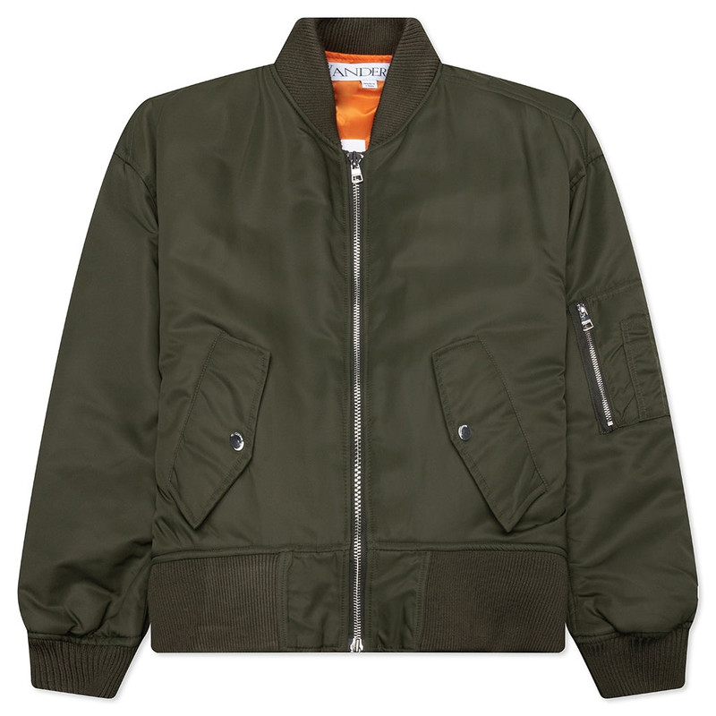 OVERSIZED CURVED HEM BOMBER JACKET - OLIVE 1