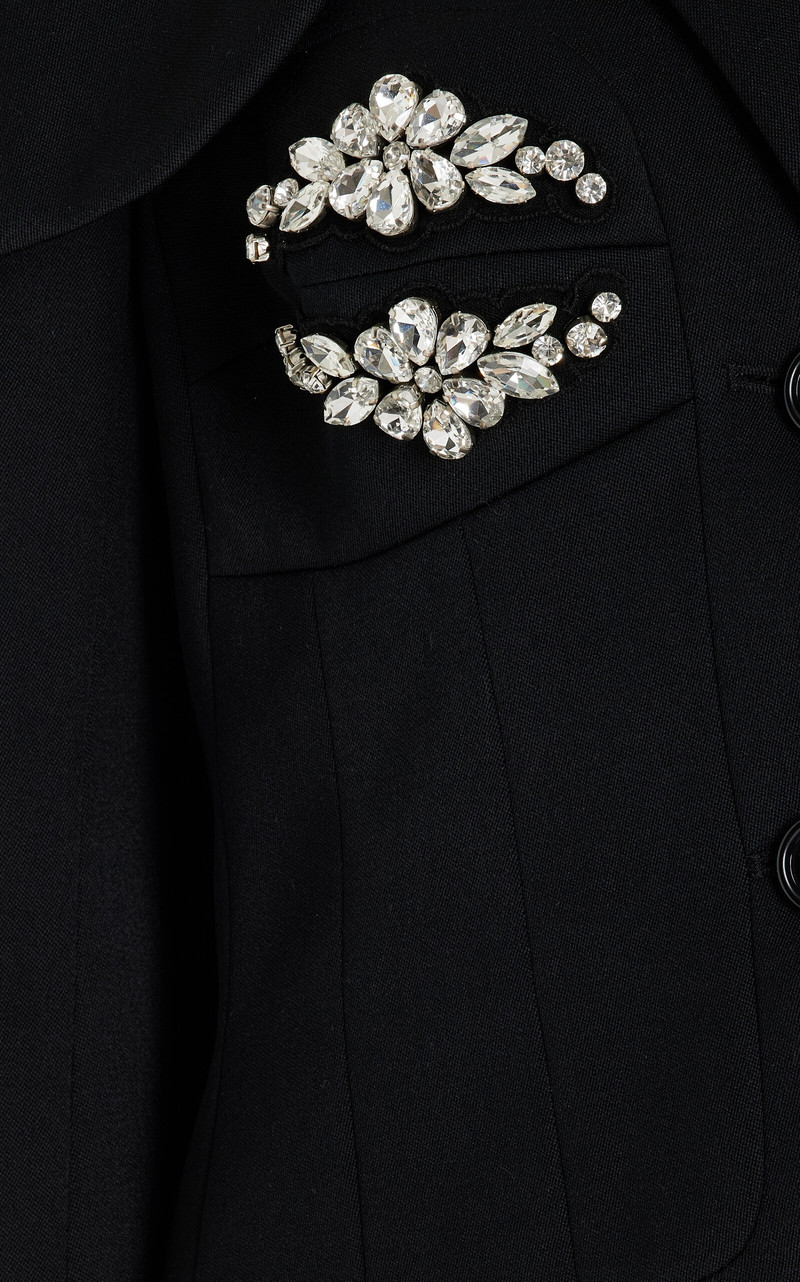 Embellished Wool-Blend Blazer black 5