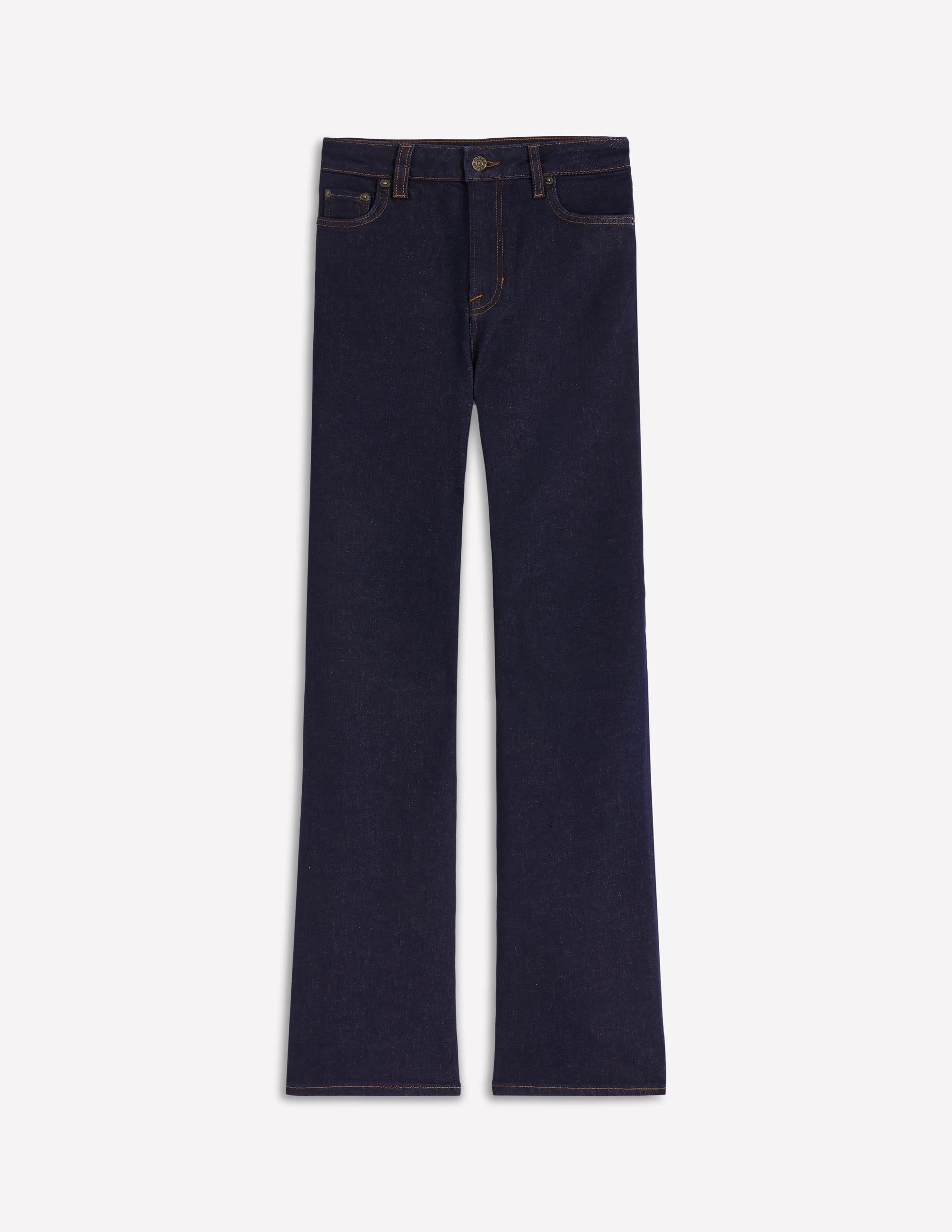 High Rise Fitted Flare Jeans-Indigo - 1
