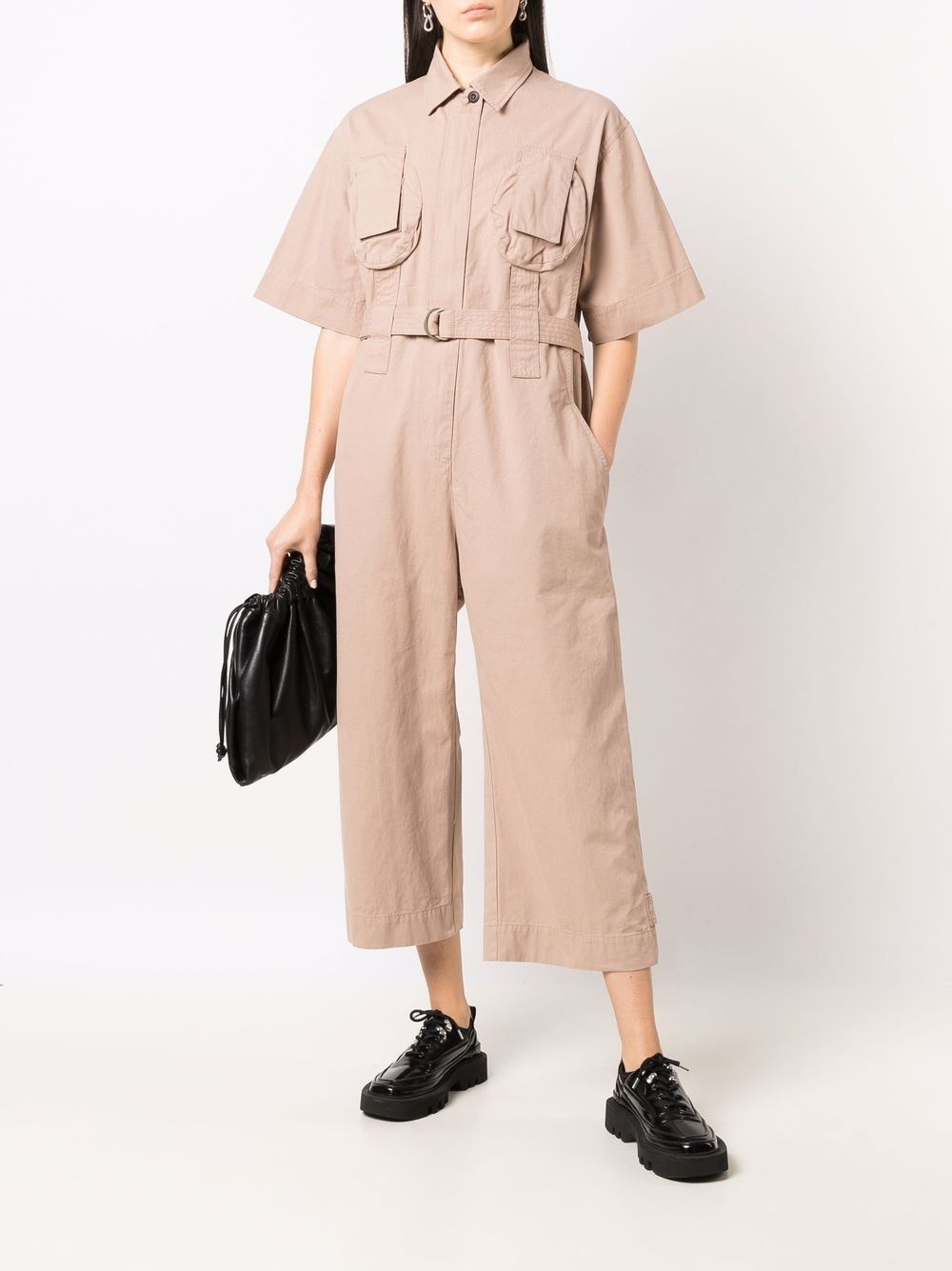 short-sleeve belted-waist jumpsuit - 2