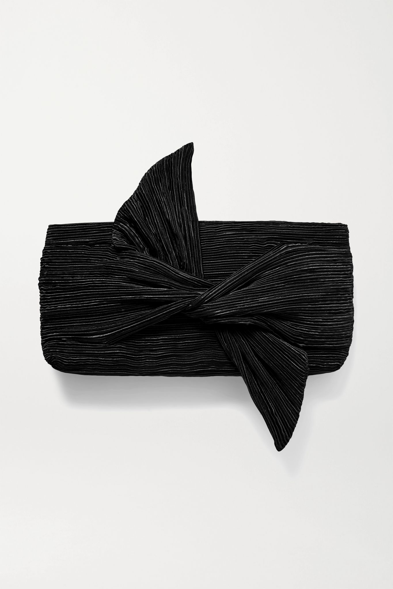 Banu bow-embellished plissé-satin clutch - 1