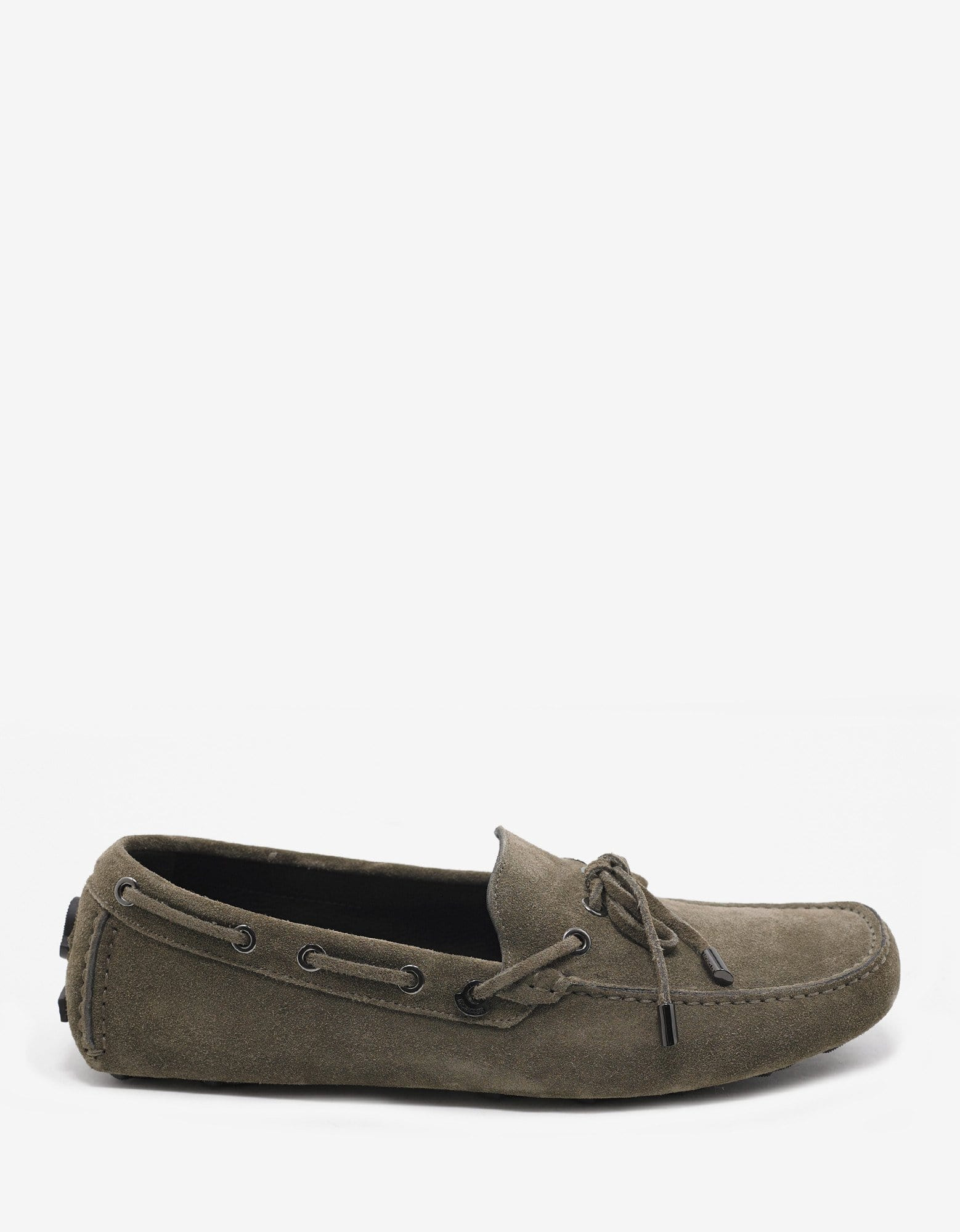 Moncler Aymeric Khaki Suede Leather Driving Shoes - 2