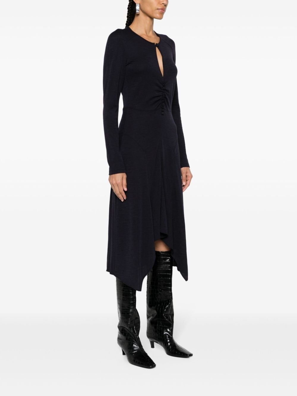 keyhole-neck midi dress - 3