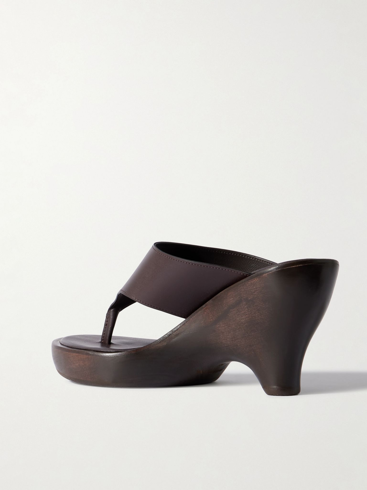 Wild Wedge leather platform sandals Chocolate - 3