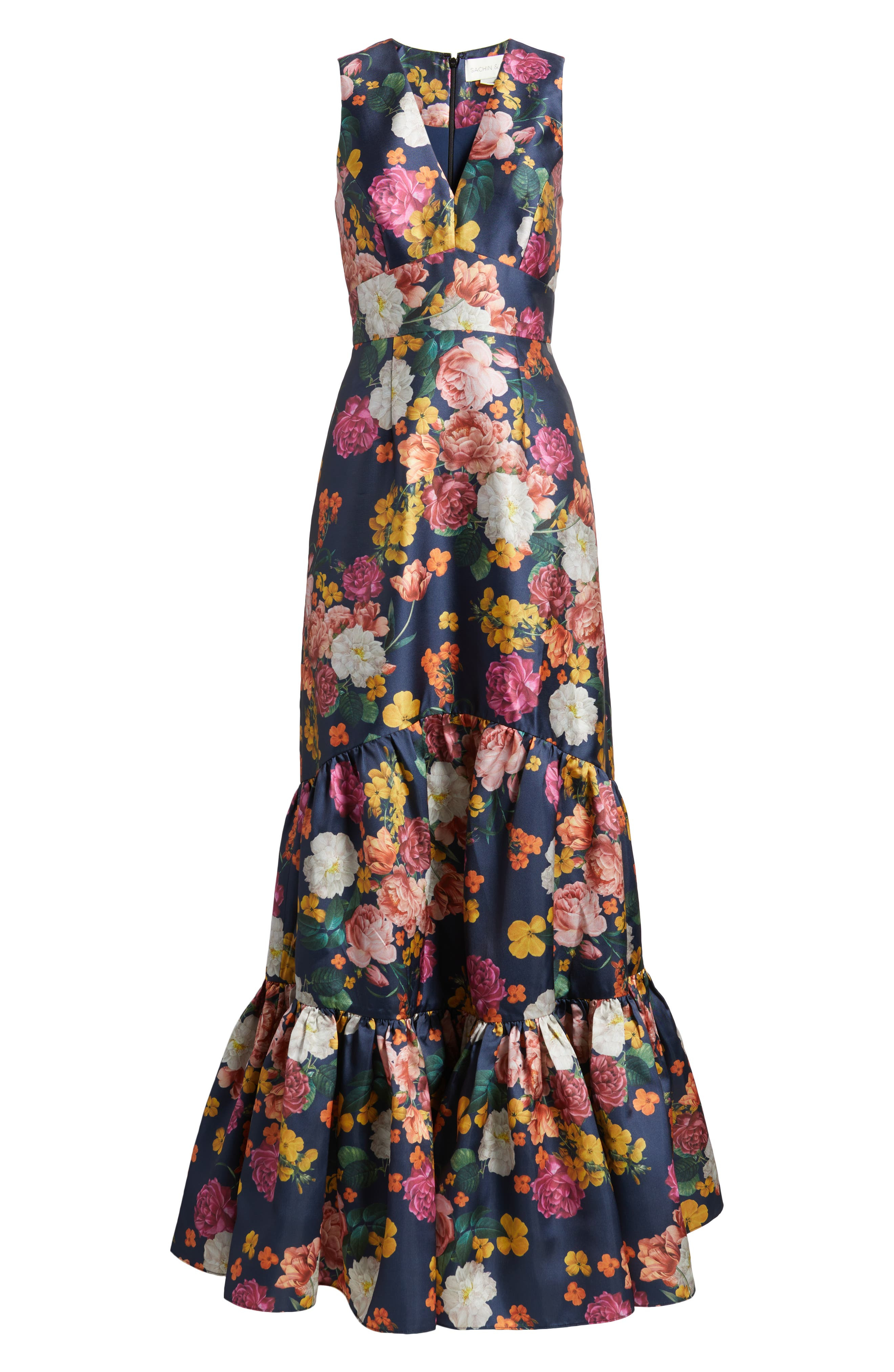 Sachin & Babi Rori Floral Sleeveless Mikado Gown in Midniight Magic Blooms at Nordstrom - 5