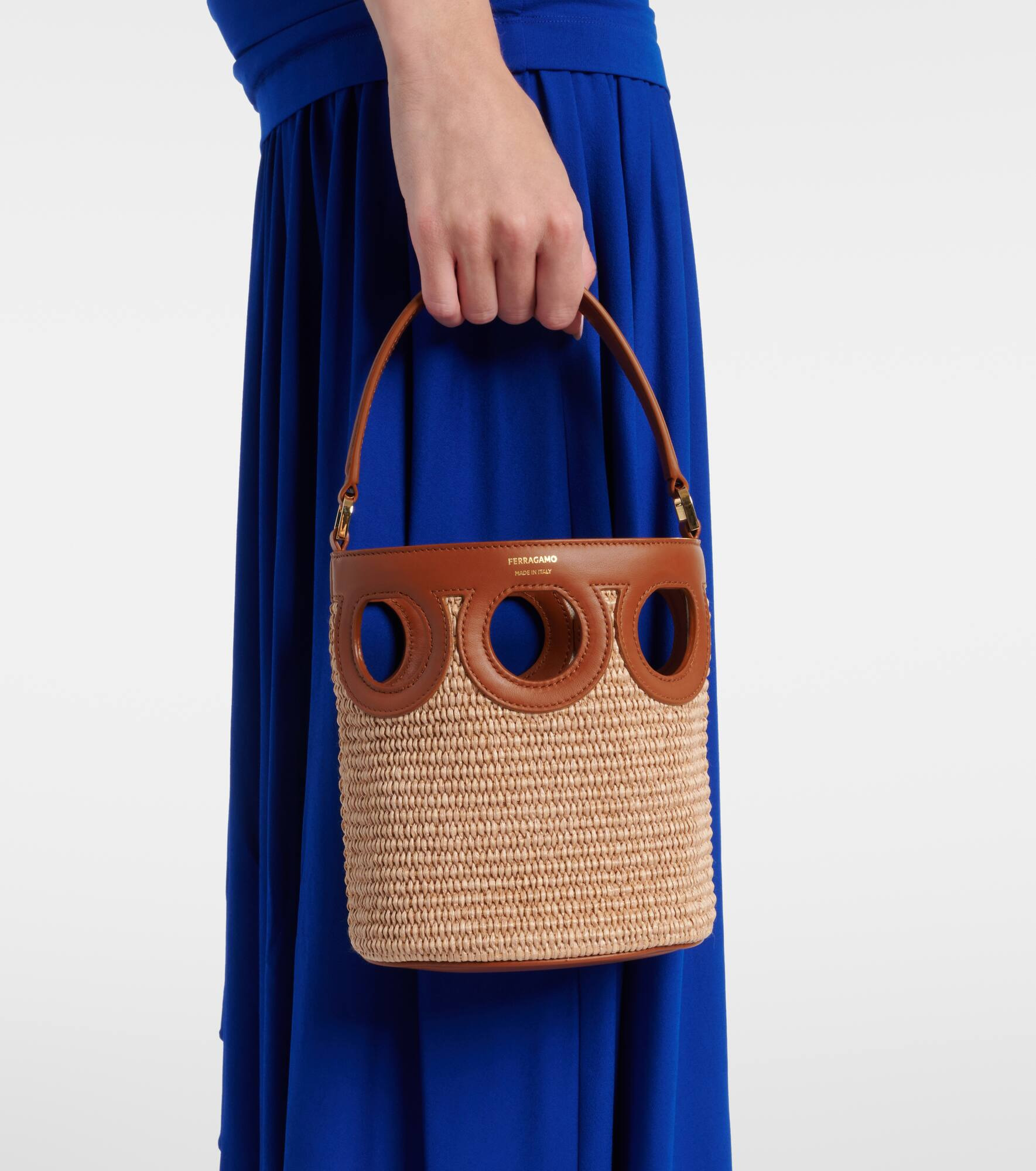 Ganci Frame Small raffia bucket bag - 2