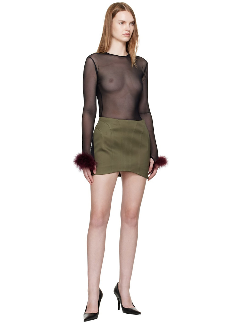 MUGLER Black Marabou Mesh T-shirt outlook