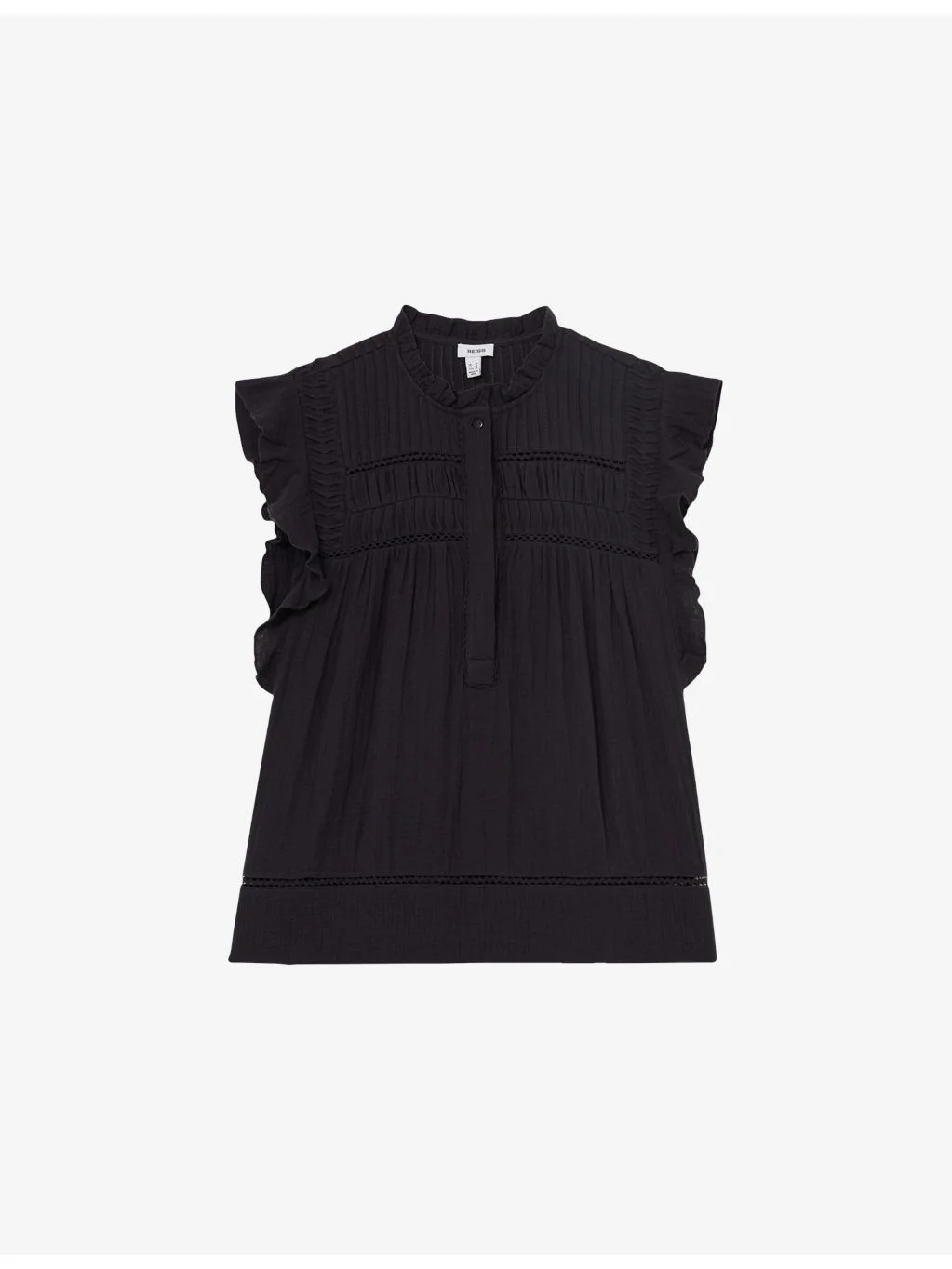 Florie Ruffle-Neck Cheesecloth Cotton Top - 1