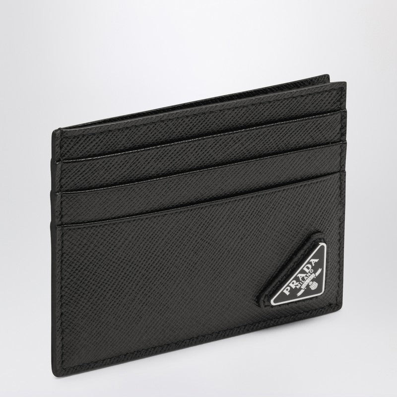 Prada Black Saffiano Leather Credit Card Holder Men - 1