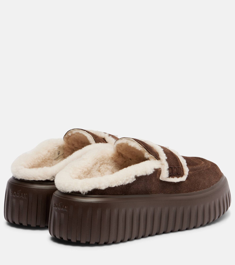 HStripes shearling-trimmed platform loafers 2