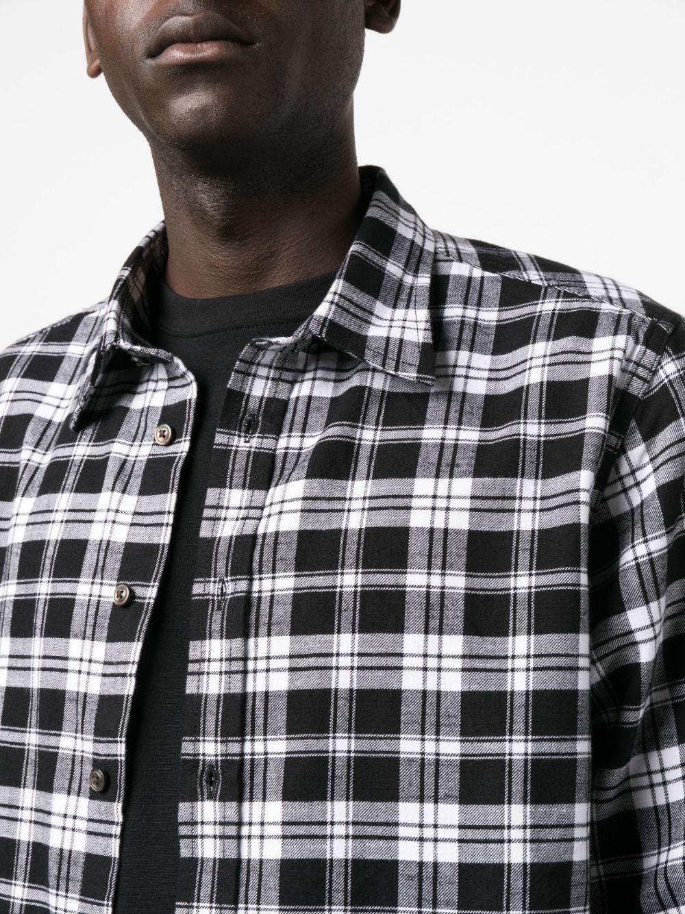 checked flannel button-up shirt - 5