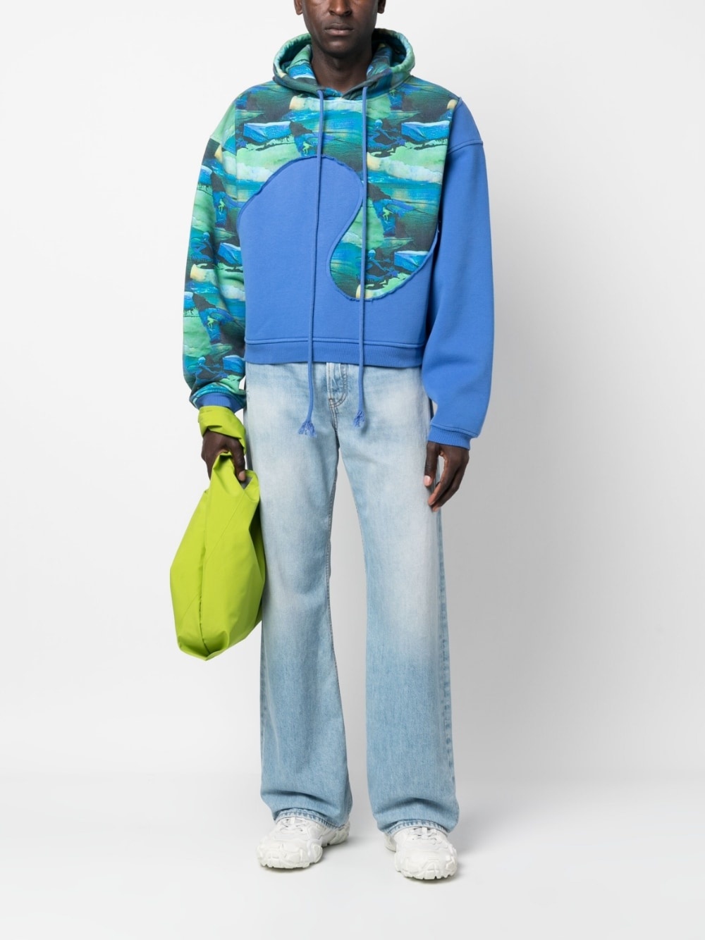 abstract-print long-sleeved hoodie - 3