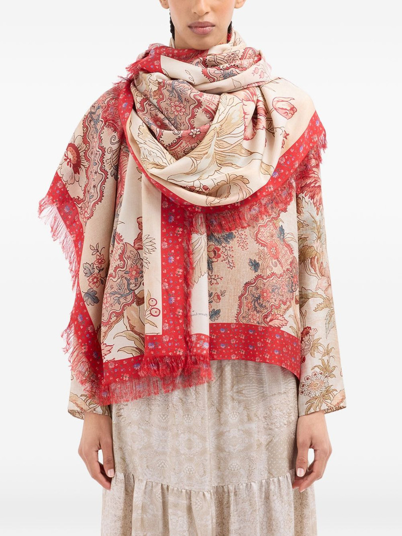 Aloeuw fringed floral silk scarf 3