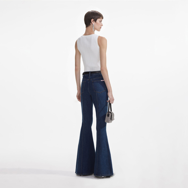 self-portrait White Ribbed Knit Top outlook