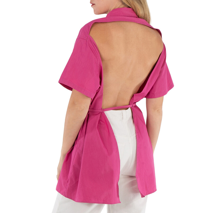 Our Legacy Ladies Cerise Cotton Ripstop Backless Army Shirt - 4