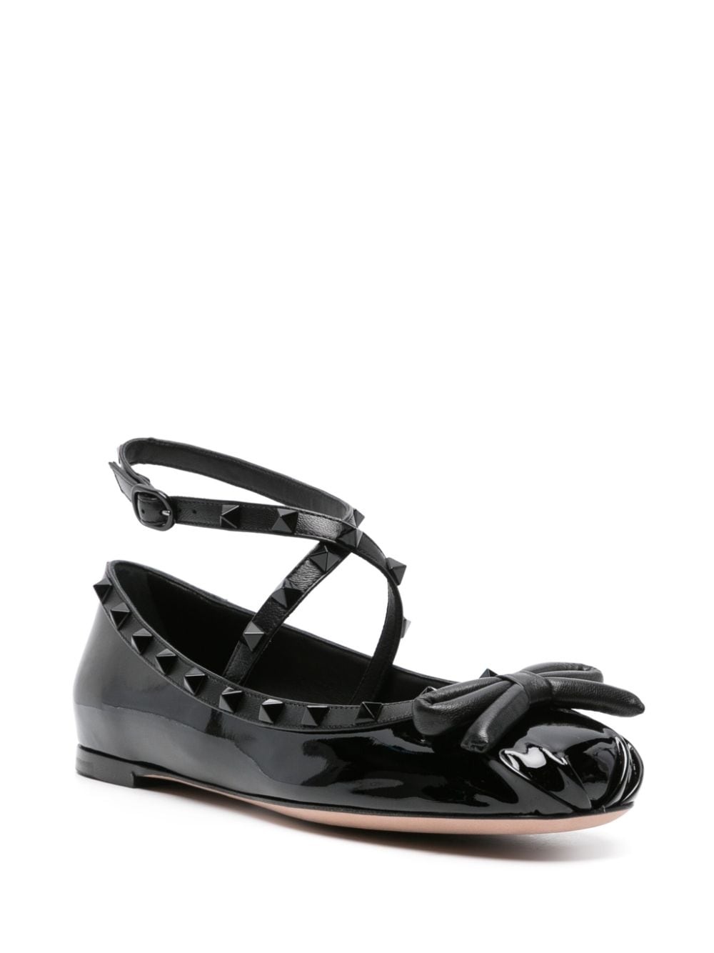 Rockstud patent leather ballerina shoes - 2