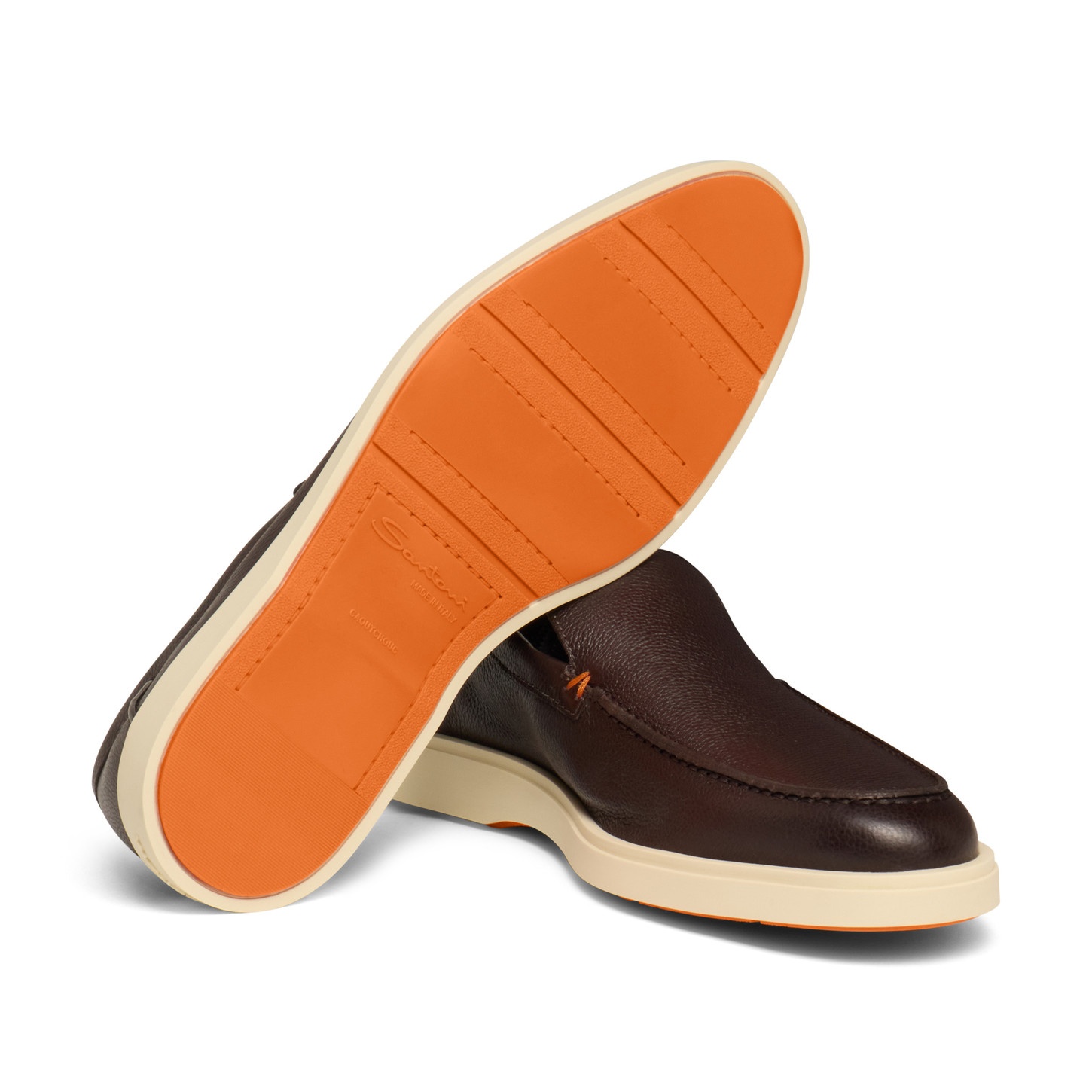 Men's dark brown tumbled leather loafer - 3