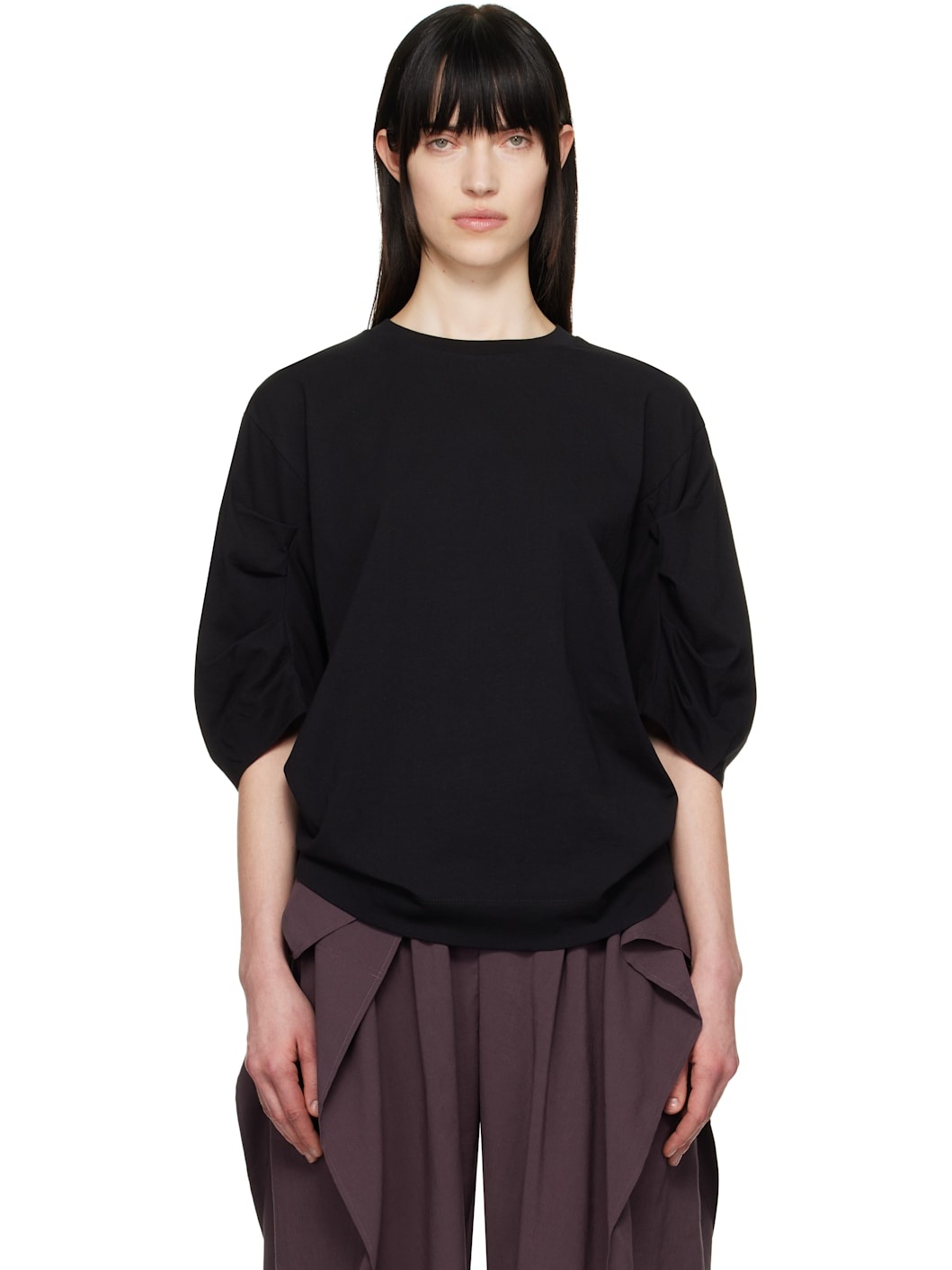 Black Pleated T-shirt - 1